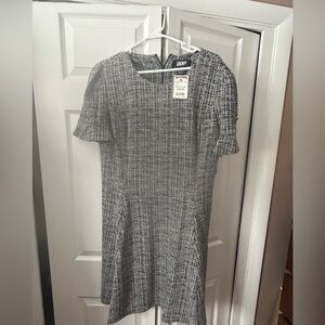 DKNY Women's Gray Tweed Midi Dress